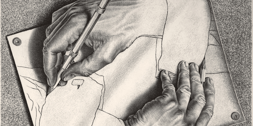 Escher, Mani che disegnano, 1948