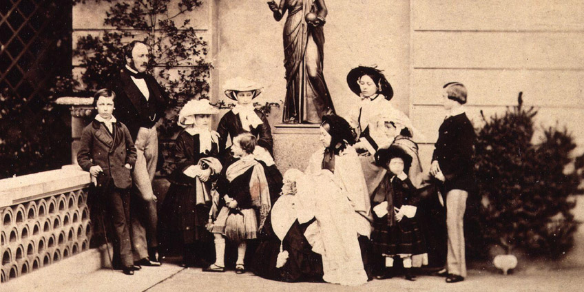The Royal Family on the terrace of Osborne House by Leonida Caldesi