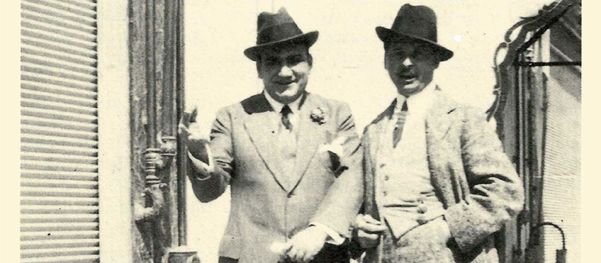 Giuseppe Alberghini (a destra) con Enrico Caruso