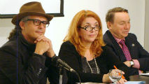 Pier Giorgio Ardeni (a sin.) e Silvia Bartolini alla presentazione  del volume <em>Dagli Appennini allo Spoon River</em> a Chicago il 9 novembre  2011
