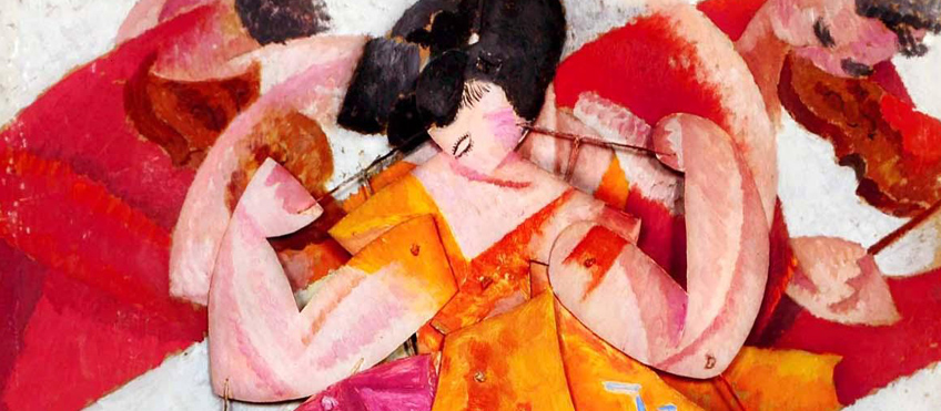 Gino Severini, Danseuse articulée, 1915, olio su cartone con elementi mobili