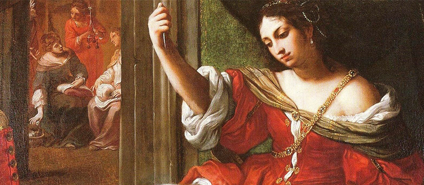 Elisabetta Sirani, “Porzia che si ferisce alla coscia”, 1664, particolare - Ross Miles Foundation, Houston